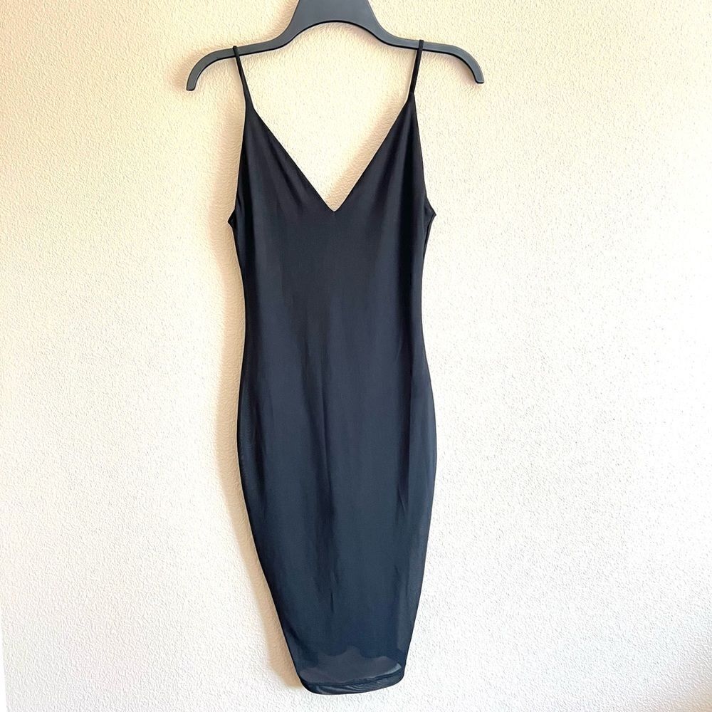 Black Mesh Bodysuit Midi Dress